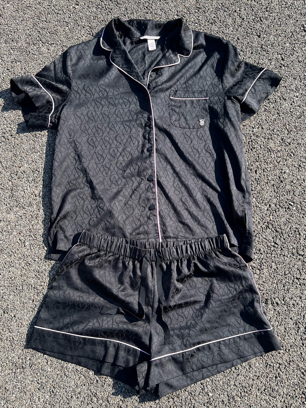 Victoria Secret Woman’s Black Monogram Pajama Set
